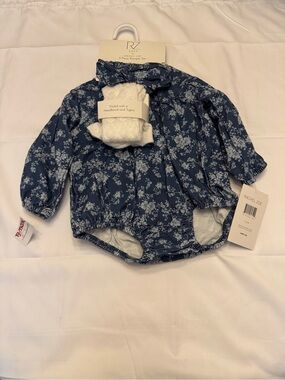 Rachel Zoe Baby Navy Floral Long-Sleeve Bubble 3pc Set